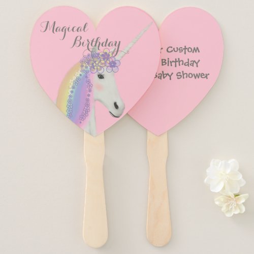 Pink Unicorn Birthday Party Template Hand Fan