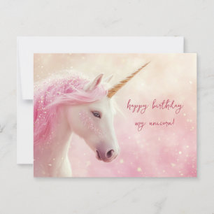 Pink Unicorn Birthday Postcard