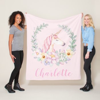 Pink Unicorn  Blanket With  Watercolor Unicorn by All_Occasion_Gifts at Zazzle