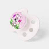 Pink Unicorn, Butterflies and Flowers Baby Pacifier (Front Right)