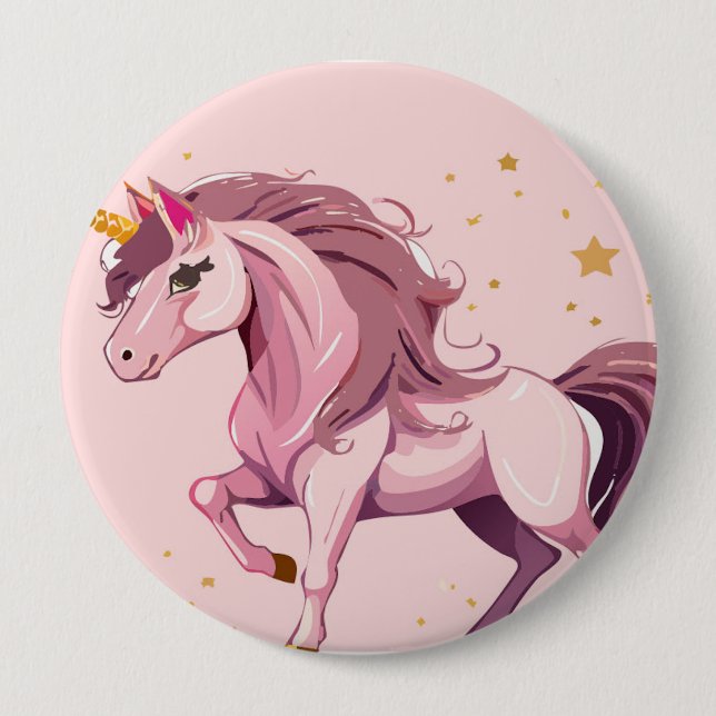 pink unicorn buttom button (Front)