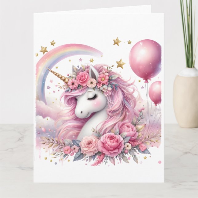 Pink Unicorn  Card (Front)