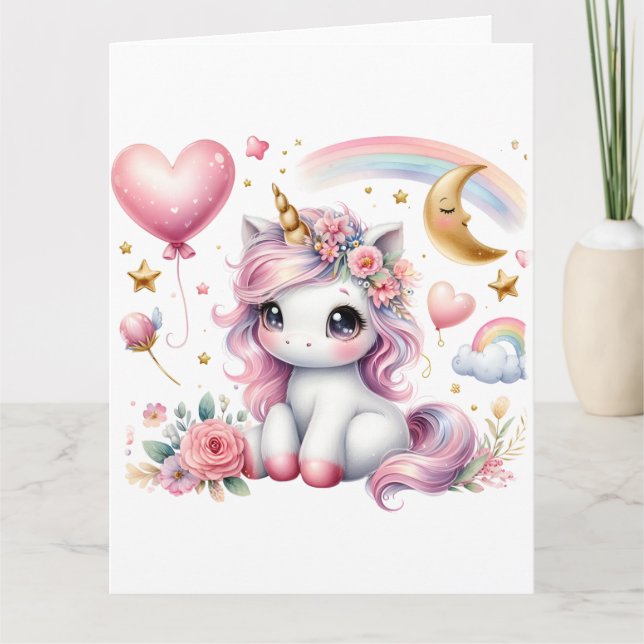 Pink   Unicorn  Card (Front)