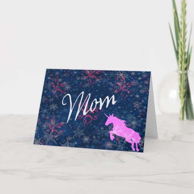 Pink Unicorn Card for Mom (Front)