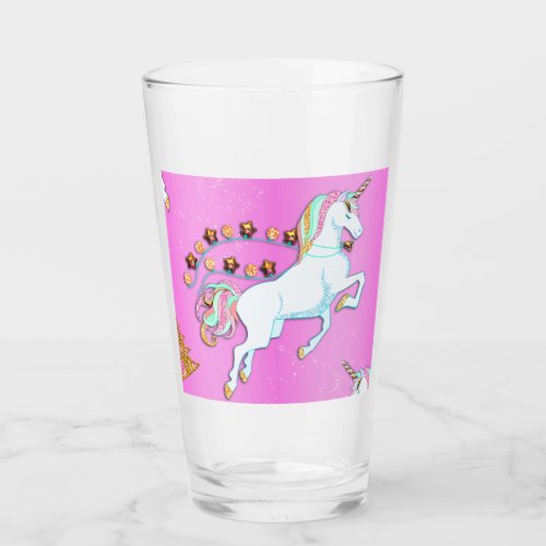 Pink Unicorn Christmas Glass