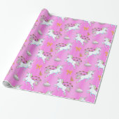 Pink Unicorn Christmas Wrapping Paper (Unrolled)
