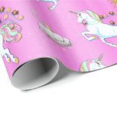 Pink Unicorn Christmas Wrapping Paper (Roll Corner)