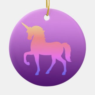Pink Unicorn Circle Ornament