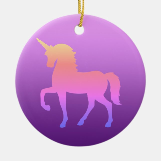 Pink Unicorn Circle Ornament (Front)