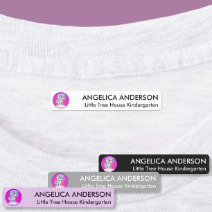 Pink unicorn custom name and contact kids' labels