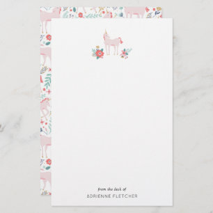 Pink Unicorn Custom Stationery