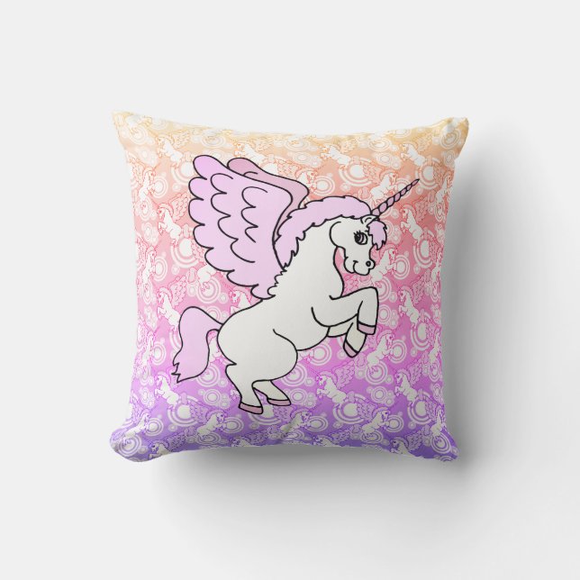 Pink Unicorn Decor Throw Pillow (Front)