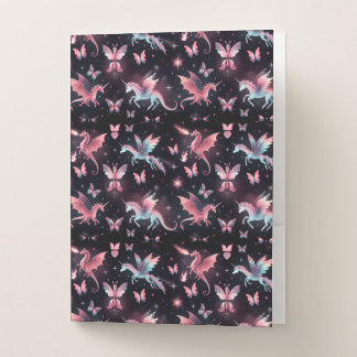 Pink Unicorn Dragon Mix Pocket Folder