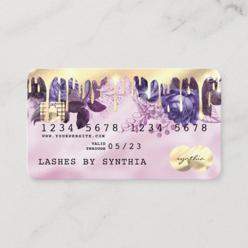 Pink Unicorn Dripping Credit Card Gold Floral