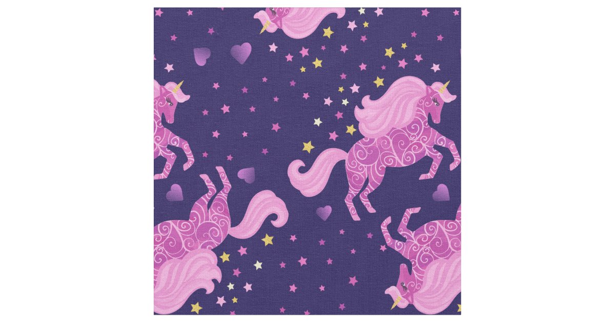 Pink Unicorn Fabric Zazzle