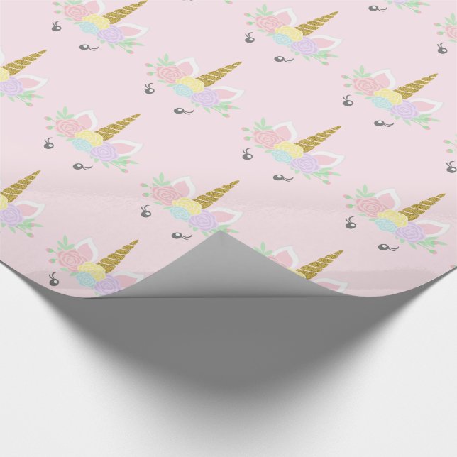 Pink Unicorn Face Gift Wrapping Paper (Corner)
