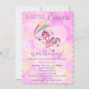 Pink Unicorn Fairy Princess Baby Shower Invitation