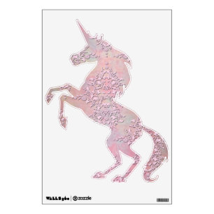 Pink Unicorn Fancy Damask Pattern Wall Decal