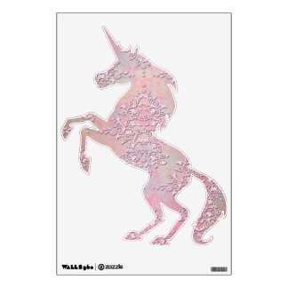 Pink Unicorn Fancy Damask Pattern Wall Decal