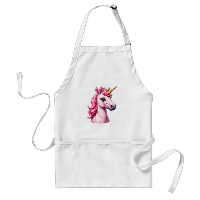 Pink Unicorn Fantasy Adult Apron (Front)