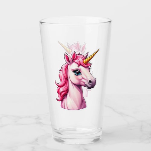 Pink Unicorn Fantasy Glass Cup