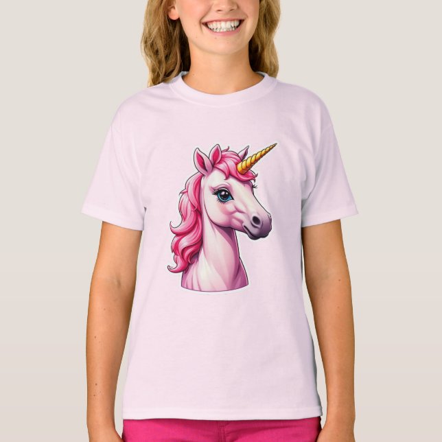 Pink Unicorn Fantasy T-Shirt (Front)