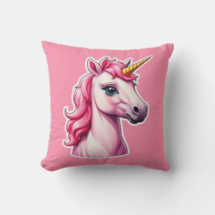 Pink Unicorn Fantasy Throw Pillow