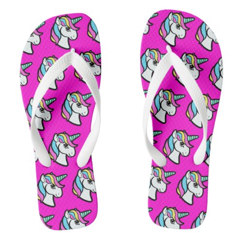 Pink Unicorn Flip Flops
