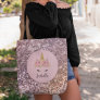 Pink Unicorn Floral Glitter Monogram  Tote Bag