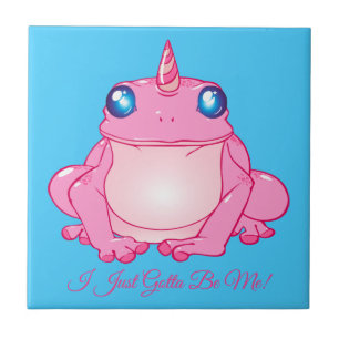 Pink Unicorn Frog - I Just Gotta Be Me Ceramic Tile