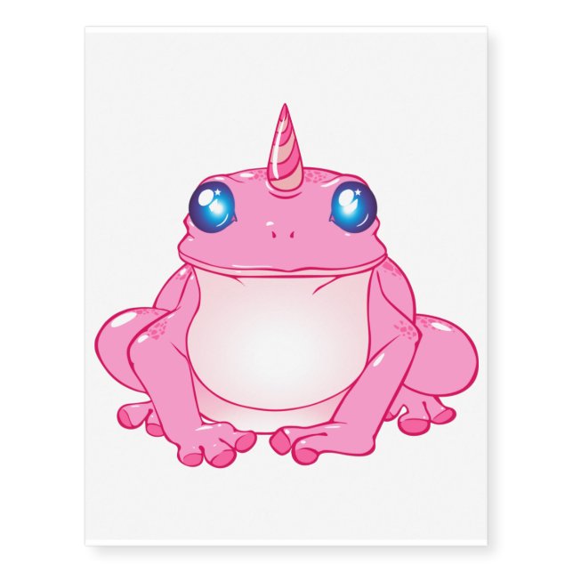 PINK UNICORN FROG TEMPORARY TATTOO (Front)