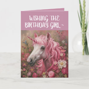 PINK UNICORN GIRL BIRTHDAY CARD
