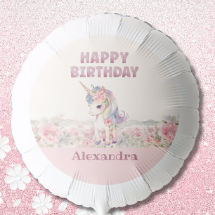 Pink Unicorn Girl Birthday Party Balloon