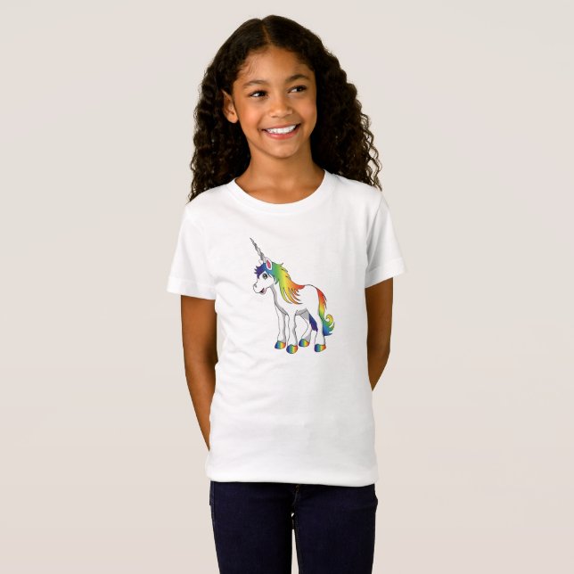 Pink Unicorn Girl's T Shirt (Front Full)