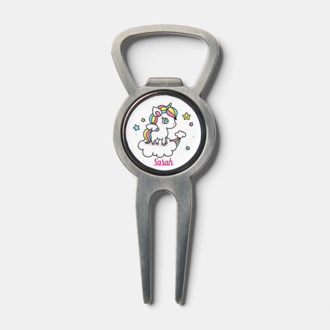 PINK Unicorn Glitter Stars Custom Unique Golfer Divot Tool (Composite)
