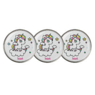 PINK Unicorn Glitter Stars Custom Unique Golfer Golf Ball Marker