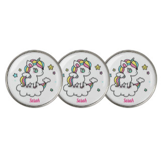 PINK Unicorn Glitter Stars Custom Unique Golfer Golf Ball Marker