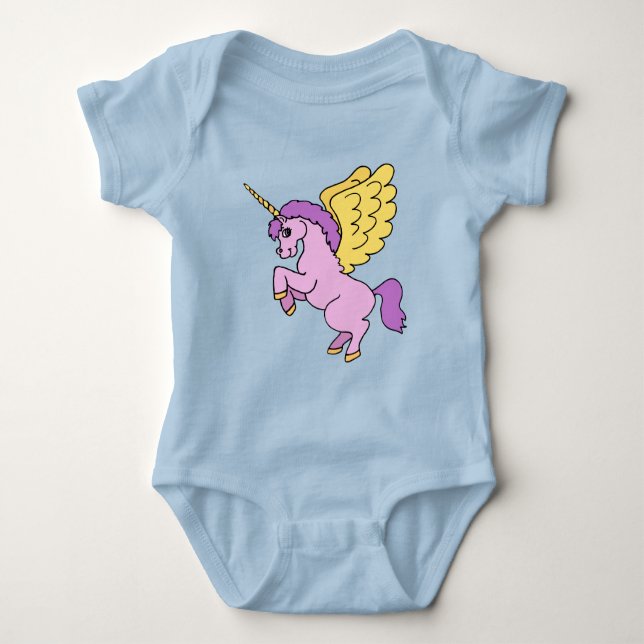 Pink Unicorn Graphic Baby Bodysuit (Front)