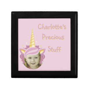 Pink Unicorn Hat Photo Named Precious Stuff Gift Box