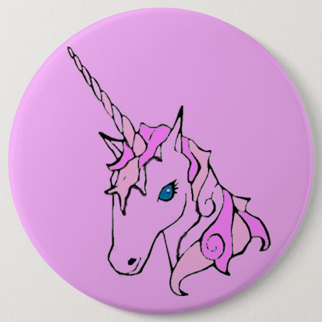 Pink Unicorn head Button (Front)
