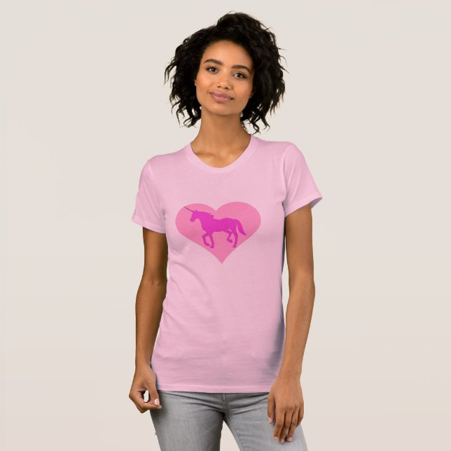 Pink Unicorn Heart T-Shirt (Front Full)
