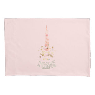 Pink Unicorn Inspirational quote Pillow Case