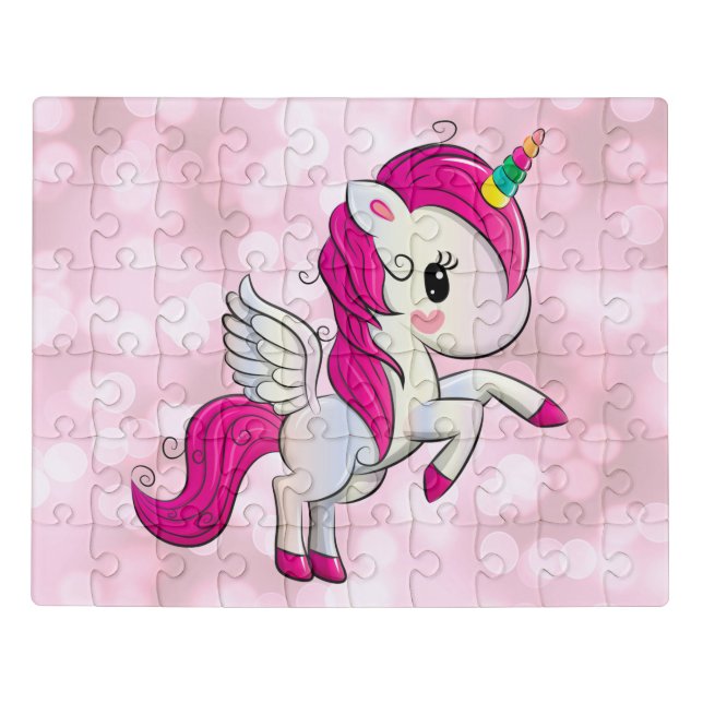 Pink unicorn kids jigsaw puzzle (Puzzle Horizontal)