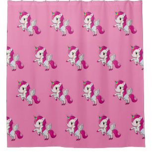 Pink Unicorn Luxury Shower Curtain