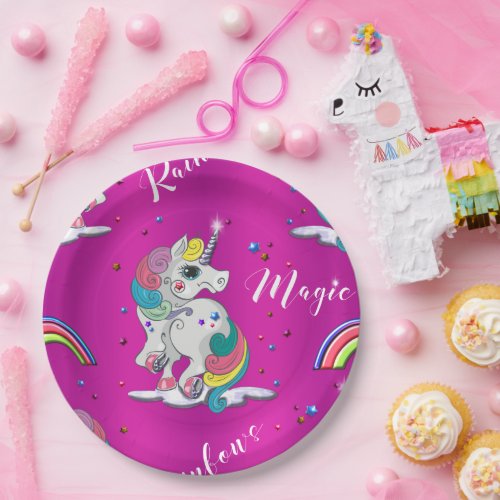 Pink Unicorn Magic Paper Plates
