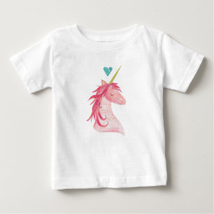 Pink Unicorn Magic with Heart Baby T-Shirt