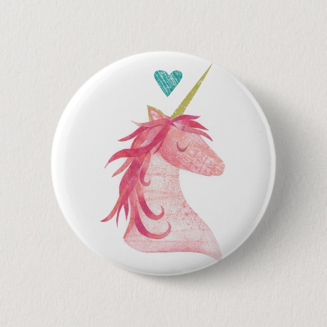 Pink Unicorn Magic with Heart Button (Front)