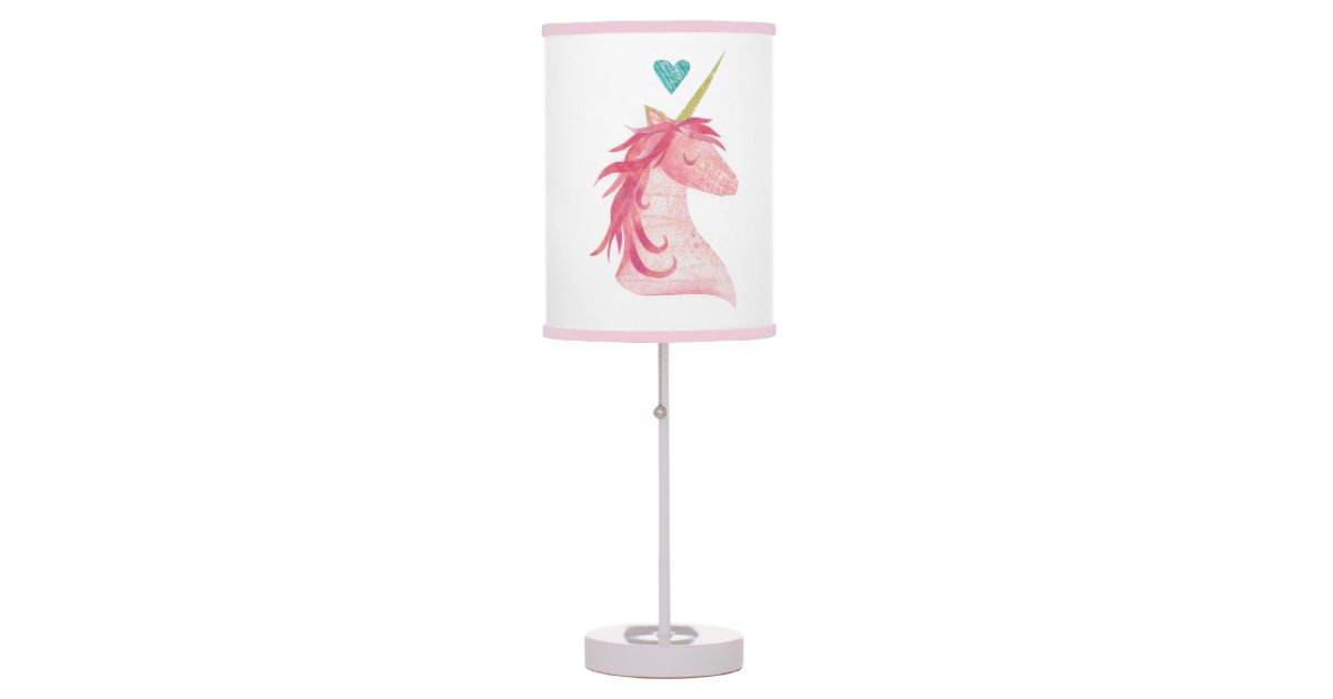 Pink Unicorn Magic With Heart Table, Pink Heart Table Lamp