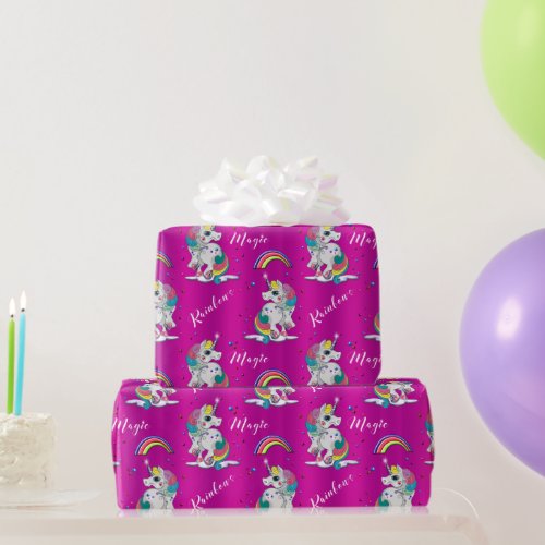 Pink Unicorn Magic Wrapping Paper