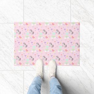 Pink unicorn magical princess girly birthday kids doormat